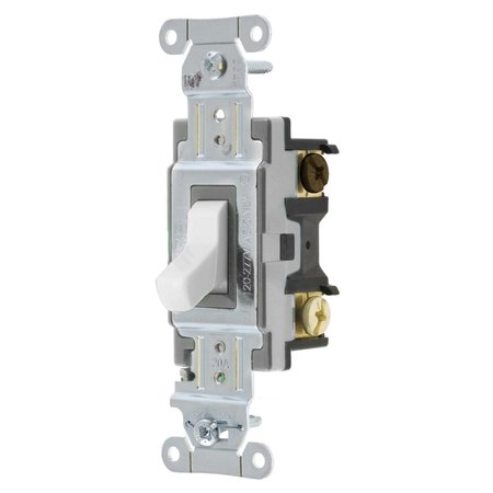 BRYANT Toggle Switch, General Purpose AC, Four Way, 20A 120/277V AC, Back and Side Wired, White CSB420BW